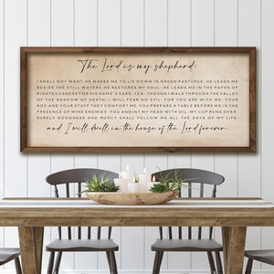 Schrift Wanddekor, Der Herr ist mein Hirte Zeichen, Wohnzimmer Dekor, Bibel Vers Zeichen, Psalm 23 Zeichen, alter Papierhintergrund