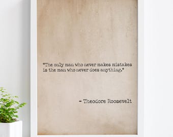 Ingelijste muurkunst quote Theodore Roosevelt – Motiverende kantoordecoratie