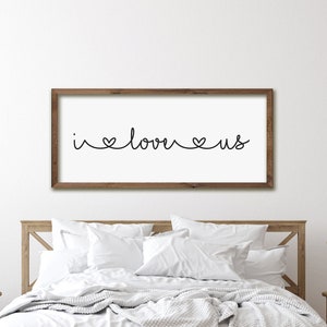 Decoração de parede para quarto principal "I Love Us", placa para quarto principal, decoração de parede para quarto, placa para quarto, placa com moldura de madeira, placa acima da cama