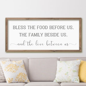 ZSSZ Bless The Food Before us, The Family Beside us, and The Love Between us アーメン - 壁デカール 宗教的な引用句 祈り ダイニングルーム キッチン ホー Bless the Food Before Us Stencil - Etsy