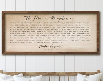 The Man in the Arena Sign: Rustic Home Office Decor
