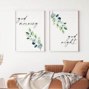 Eucalyptus Wall Decor: Good Morning Good Night Pine Wood Sign