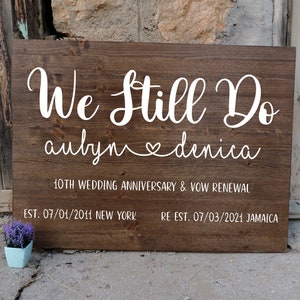 Sconto del 40% su insegne in legno &quot;We Still Do Established&quot;, insegne in legno per anniversario, rinnovo dei voti nuziali
