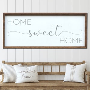 Home Sweet Home Wood Sign: Rustic Framed Wall Decor