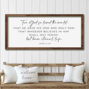John 3:16 Bibel-Vers-Holzschild - Für Gott, den Gott so liebte, das Weltzeichen - Schrift-Wand-Dekor - christliche Hauptkunst, NIV-Bibelversion