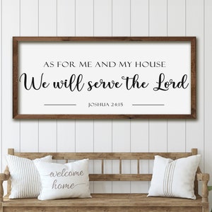 Was mich und mein Haus betrifft, so werden wir dem Herrn dienen | Christliches Bibel-Vers-Zeichen | Josua 24 15 | Schrift Zeichen | Zeichen für Home Wall Decor