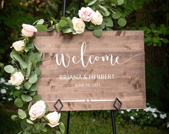 Letrero de bienvenida de madera personalizado para bodas: decoración rústica para ceremonias