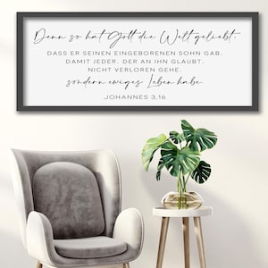Letrero de madera con versículo bíblico: Porque de tal manera amó Dios al mundo - Juan 3:16 - Decoración de pared y decoración inspiradora para el hogar - Versión de la Biblia en alemán