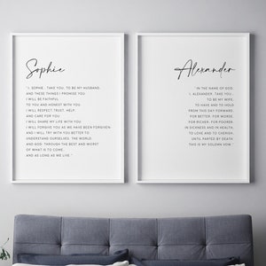 40% OFF His and Hers Wedding Vows Wall Art , Anniversary Gift, Wedding Gift, Matching Set of 2, 1st anniversary gift, Rustic couple gift