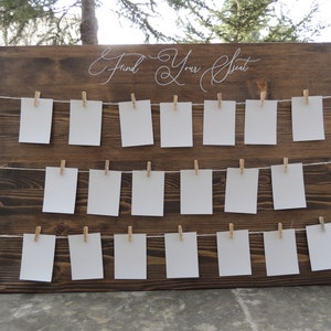 Sitzplan für die Hochzeit, Platzschild aus rustikalem Holz, Wäscheklammer-Kartenhalter, Dekoration für den Empfang