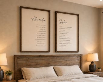 Personalized Wedding Vows Sign Set of 2, Custom His and Hers Vow Print on Wood, Framed Anniversary Keepsake Gift