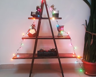 Escalera de madera de 3 peldaños para exhibición: decoración rústica de granja