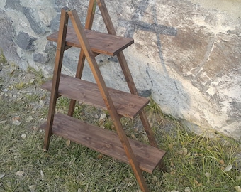 Rustic Brown Ladder Shelf: Farmhouse Portable Display (40x10x4)