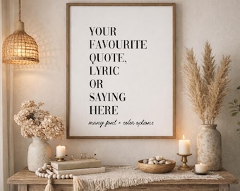 Custom Wood Sign Personalized Wall Decor Framed Print Your Own Words Quote Text Black Frame Modern Farmhouse Home Gift