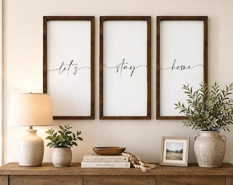 Letrero de madera "Quedémonos en casa": decoración de pared rústica
