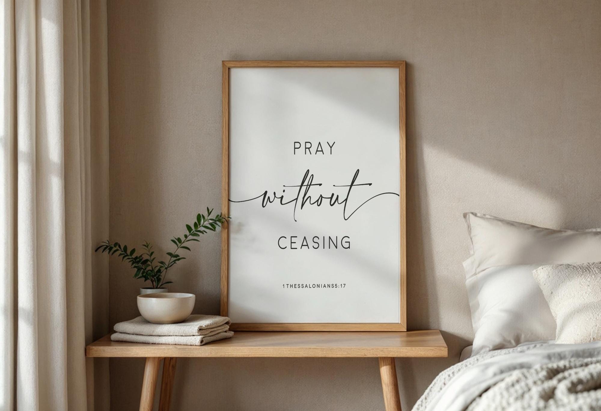 Rustic Wood Sign | Pray Without Ceasing Scripture Wall Art (1 ...