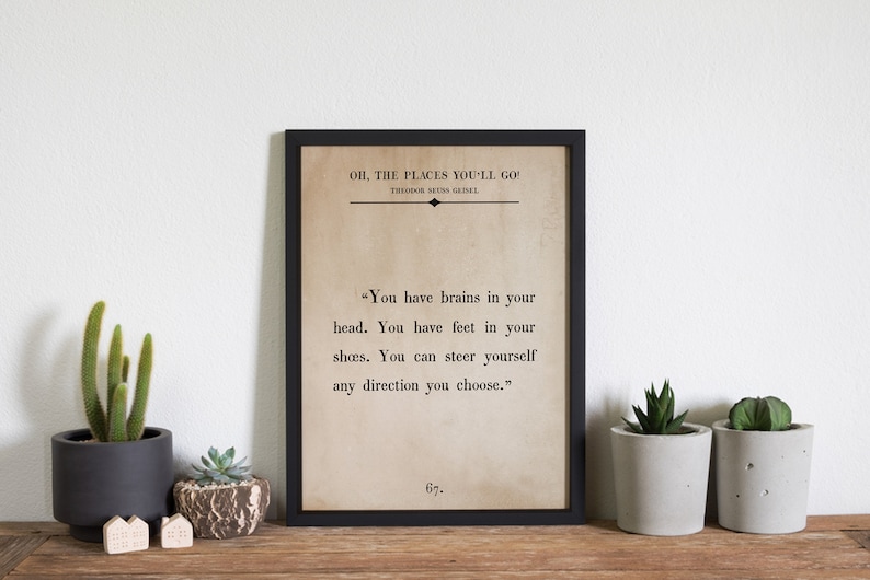 Geisel Quotes Oh, the Places You'll Go! Pine Wood Sign: Theodor Seuss Geisel Wall Art ...
