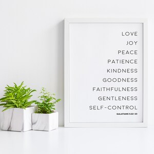 Love Joy Peace Sign, Galatians 5:22-23, Christian Wood Art image 3