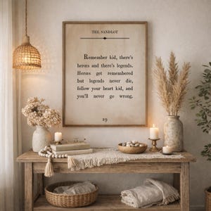 The Sandlot Quote Wall Art, Framed Baseball Decor, Boy's Room Nursery Decor