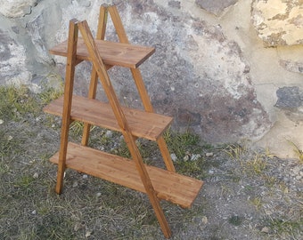Rustic Brown Wooden Display Ladder: Portable Shelf - Wedding & Christmas Decor
