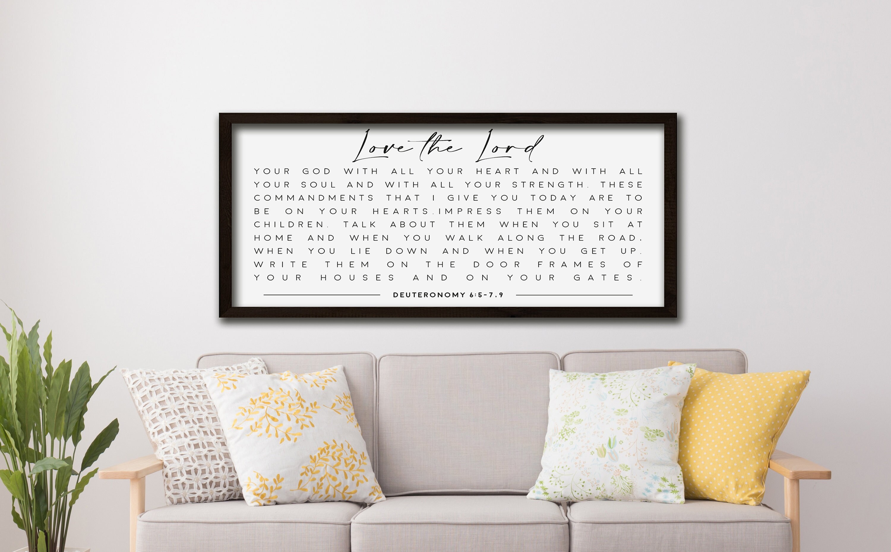 Love The Lord Your God With All Your Heart. Deuteronomy 6:5-7, 9 Framed Wood  Christian Sign, Inspirational Bible Verse Wall Decor