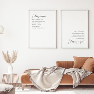 Set di targhe in legno "I Choose You" per la decorazione della camera da letto principale, quadri incorniciati per coppie da appendere sopra il letto o sui comodini. immagine 6