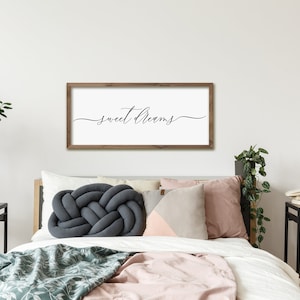 Placa de parede para quarto principal - Arte de parede Sweet Dreams para sobre a cama - Decoração de quarto - Placas de decoração de parede para quarto principal