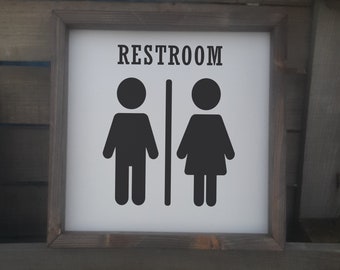 40% OFF Restroom Sign, Bathroom Sign, Farmhouse Bathroom Decor, Shelf Decor, Farmhouse Bathroom