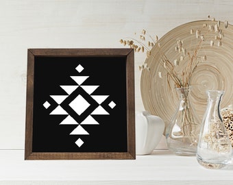40% OFF Aztec Square Wood Sign on Black Background