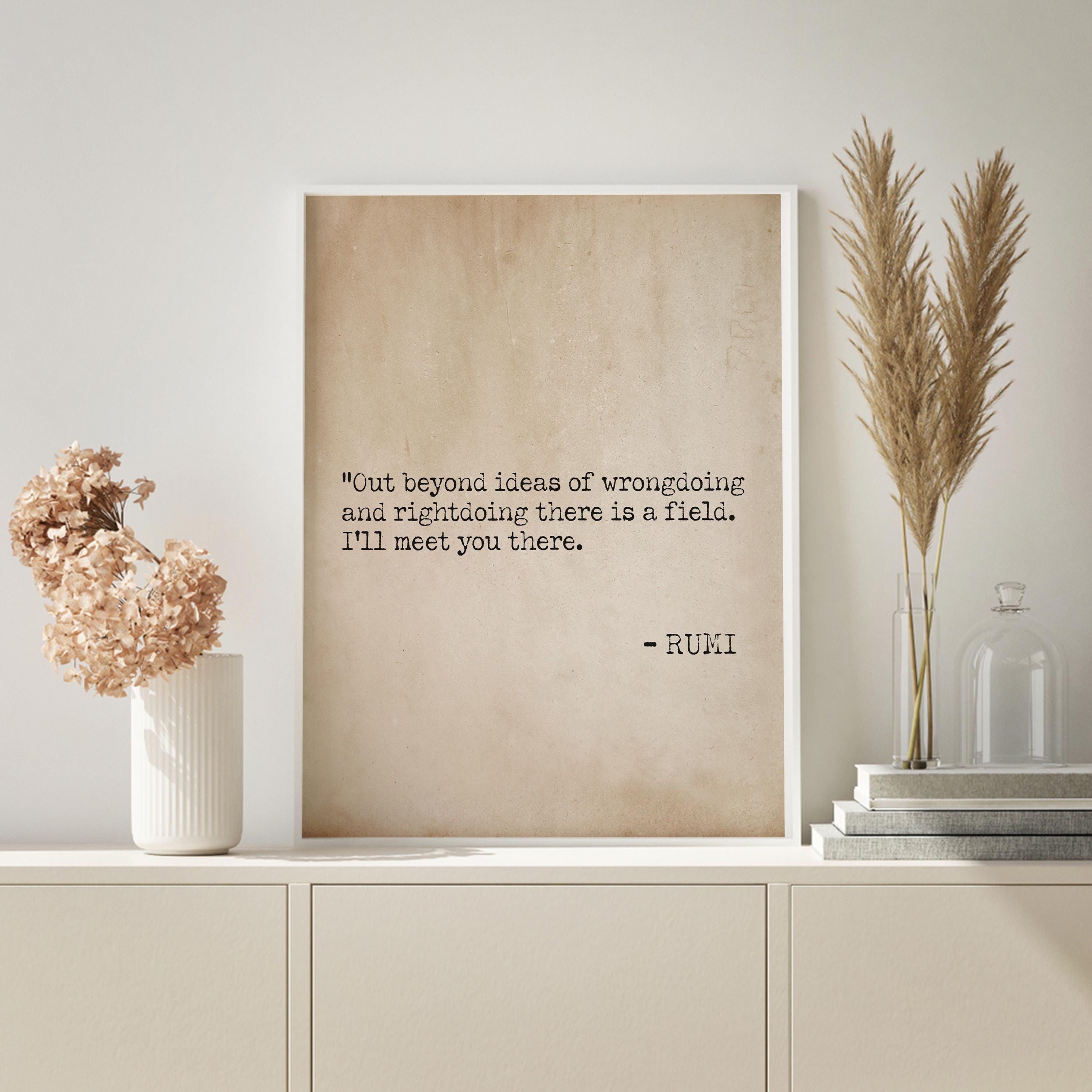 Rumi Quote Print: Modern Minimalist Poem, Framed Wall Art