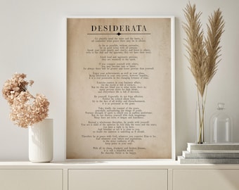 Desiderata Book Page Wall art, Max Ehrmann Poem, Home Decor ,Inspirational Words,Motivational Quotes Literature