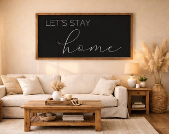 Letrero de madera "Quedémonos en casa": decoración rústica para sala de estar con marco