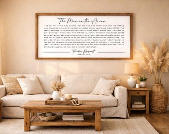 The Man in the Arena Inspirational signs | Home decor sign | Office wall decor | Motivational signs | Office signs
