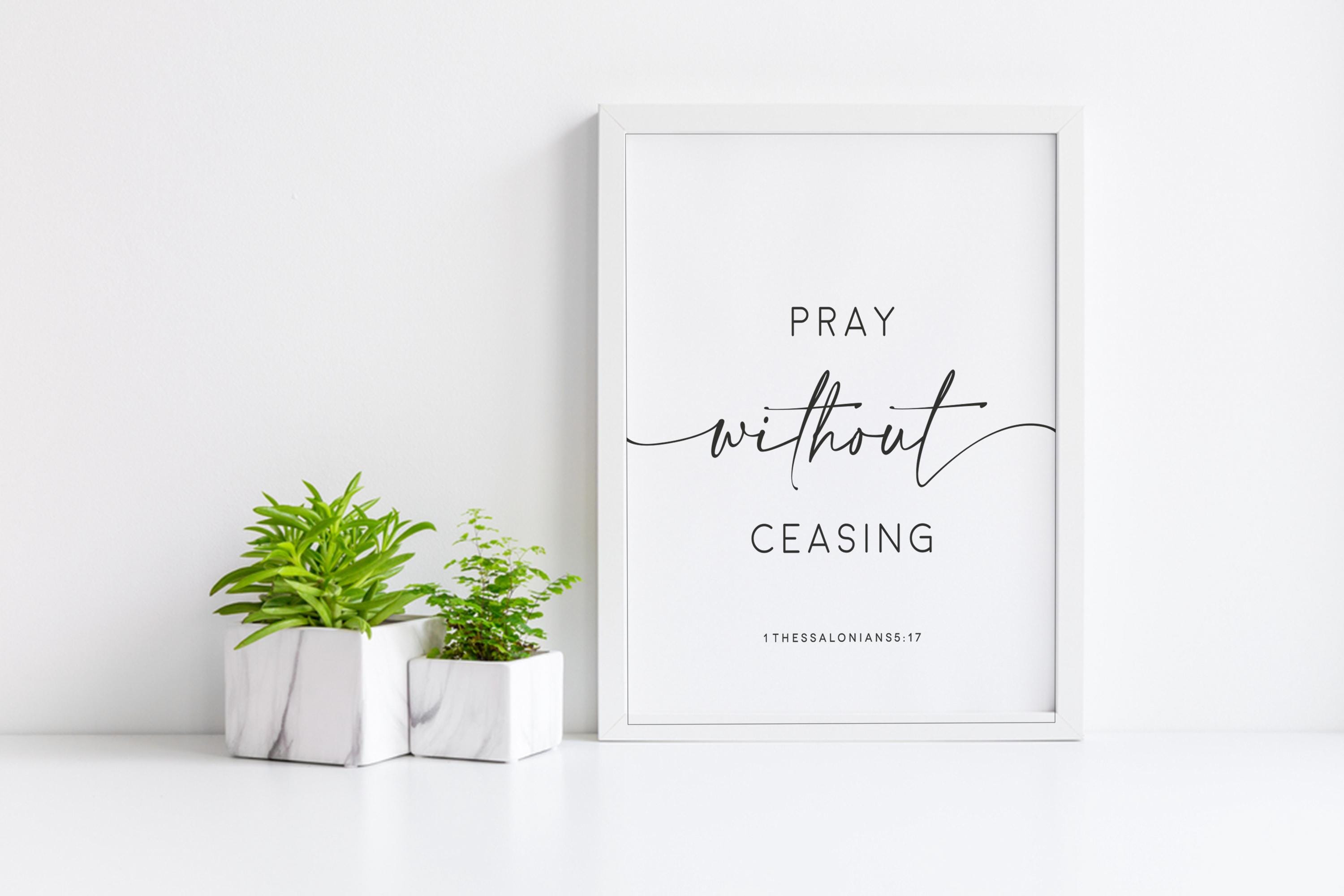 Rustic Wood Sign | Pray Without Ceasing Scripture Wall Art (1 ...