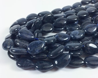 Dumortierite puff teardrop beads, 14x18mm, 15-16" strand, 22 beads