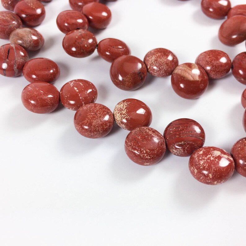 Red Jasper briolette-drilled rondelles 49 beads 15 strand