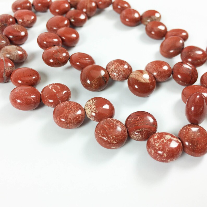 Red Jasper briolette-drilled rondelles 49 beads 15 strand