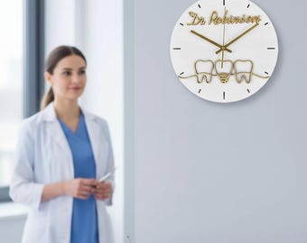 Personalized Dentist Wall Clock, Dental Office Decor, Dentist Gift
