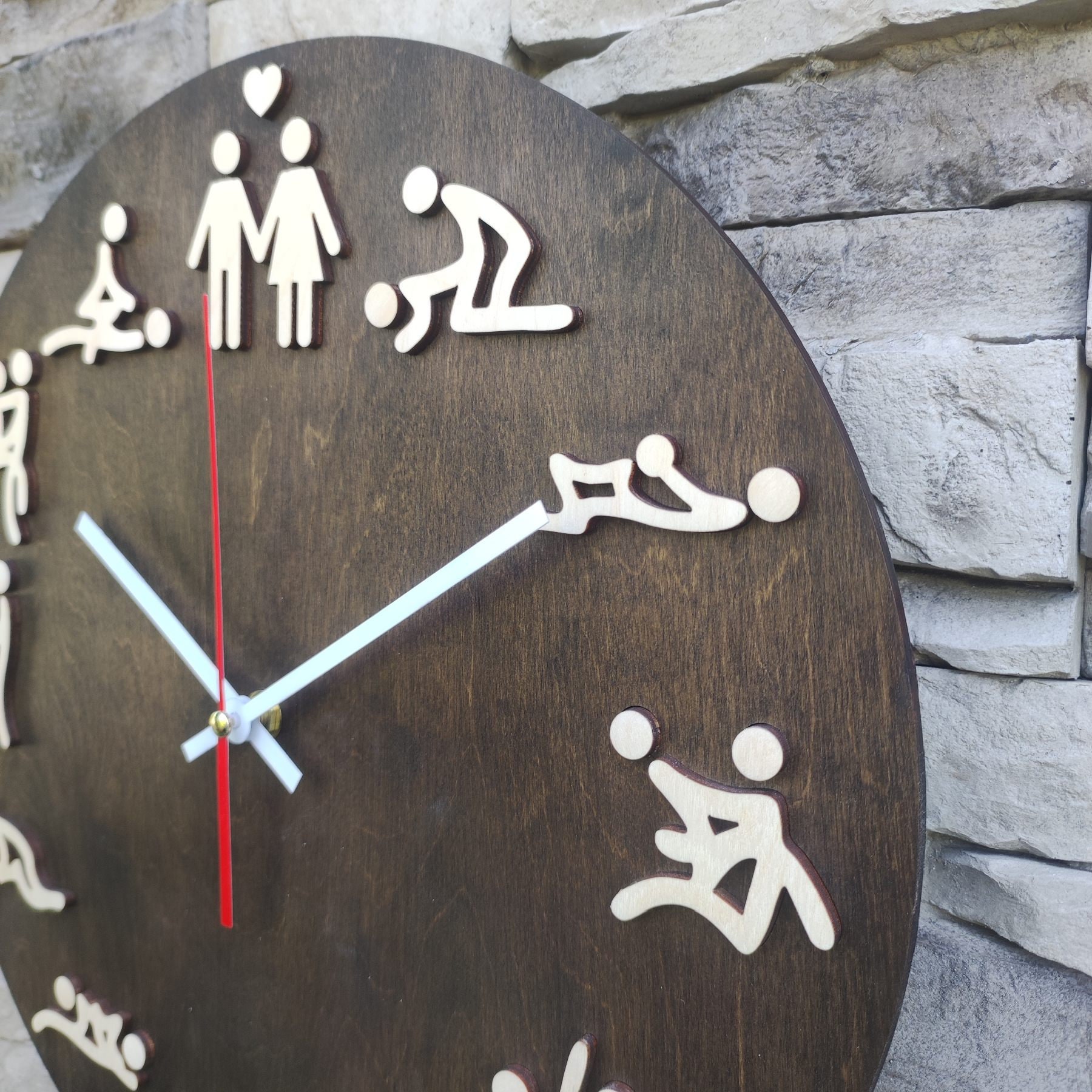 Original Wooden Wall Clock, Romantic Figures, Sexual Positions Wall ...