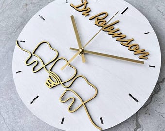 Personalized Dentist Wall Clock, Dental Office Decor, Dentist Gift