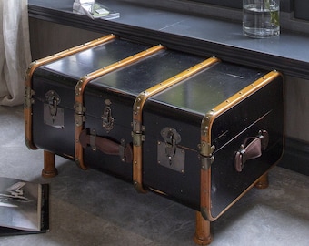 Beaufort Steamer Storage Trunk Rustic Coffee Table Chest