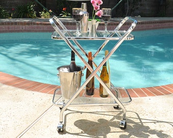 Serving Tray Table Bar Cart Trolley On Wheels