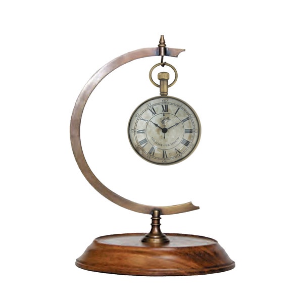 Desk Clock, Vintage Clock Pocket Watch With Convex Optical Glass And Stand