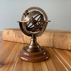 Vintage Zodiac Armillary Brass Sphere Globe