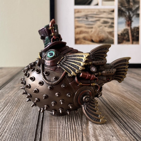 Statue de poisson Steampunk Fugu sur mesure