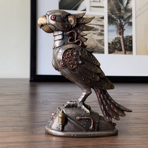 Handmade Steampunk Cockatiel Parrot Statue