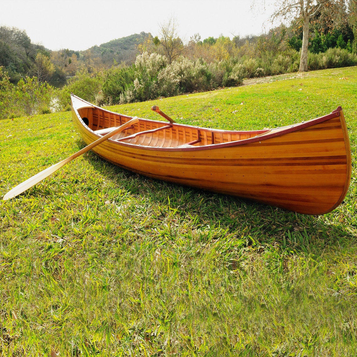 Handcrafted Wooden Red Cedar Canoe 12 Feet Etsy