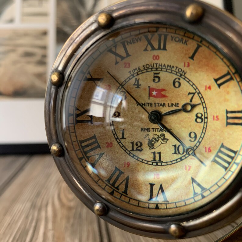 Titanic Porthole Optical Glass Desk Clock Etsy