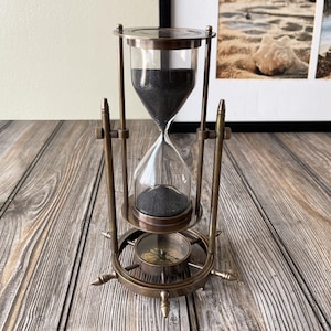 Temporizador de reloj de arena grande de 60 minutos, temporizador  decorativo de arena de madera con caja de regalo, reloj de arena negra de 1  hora