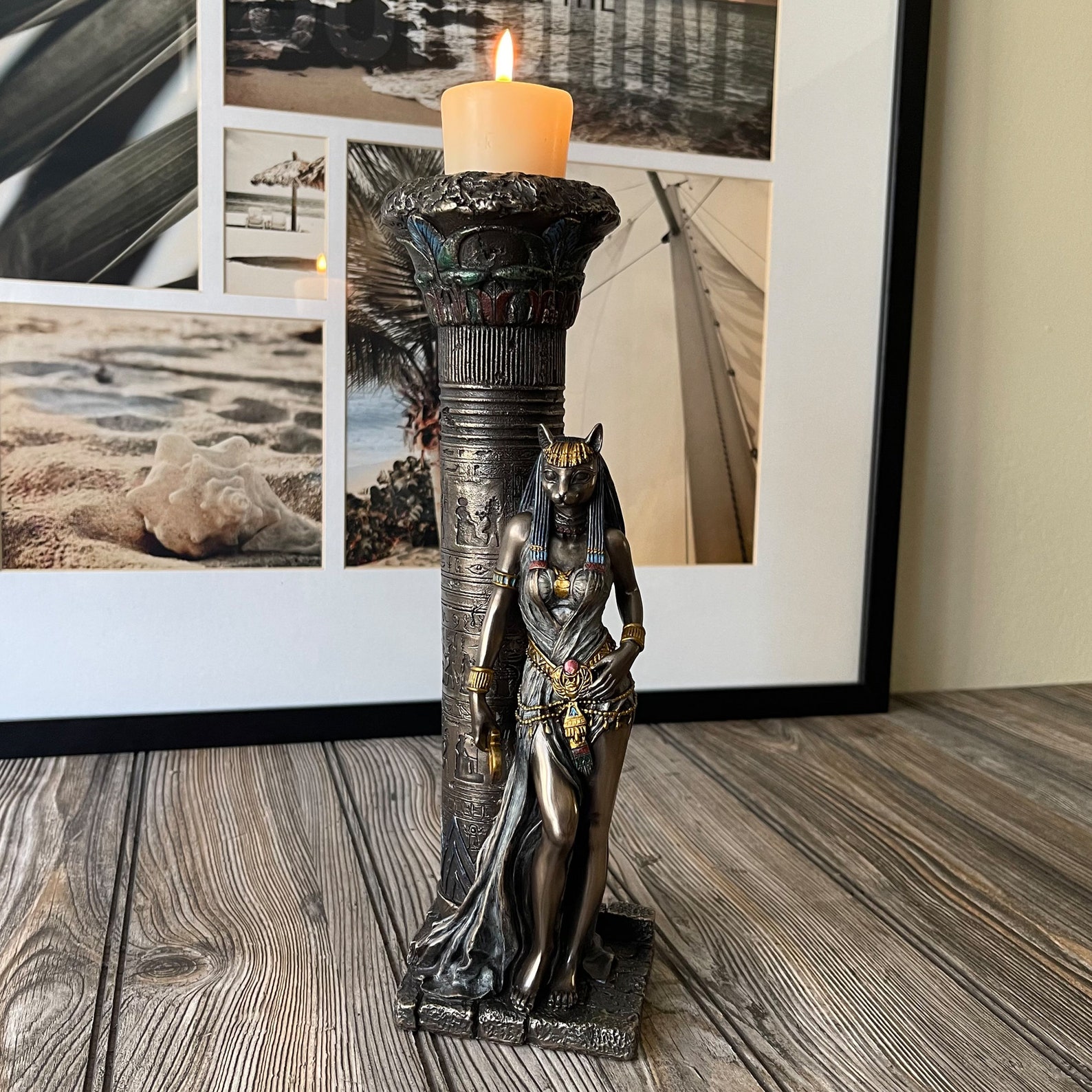 Egyptian Goddess Bastet Statue Candle Holder Etsy